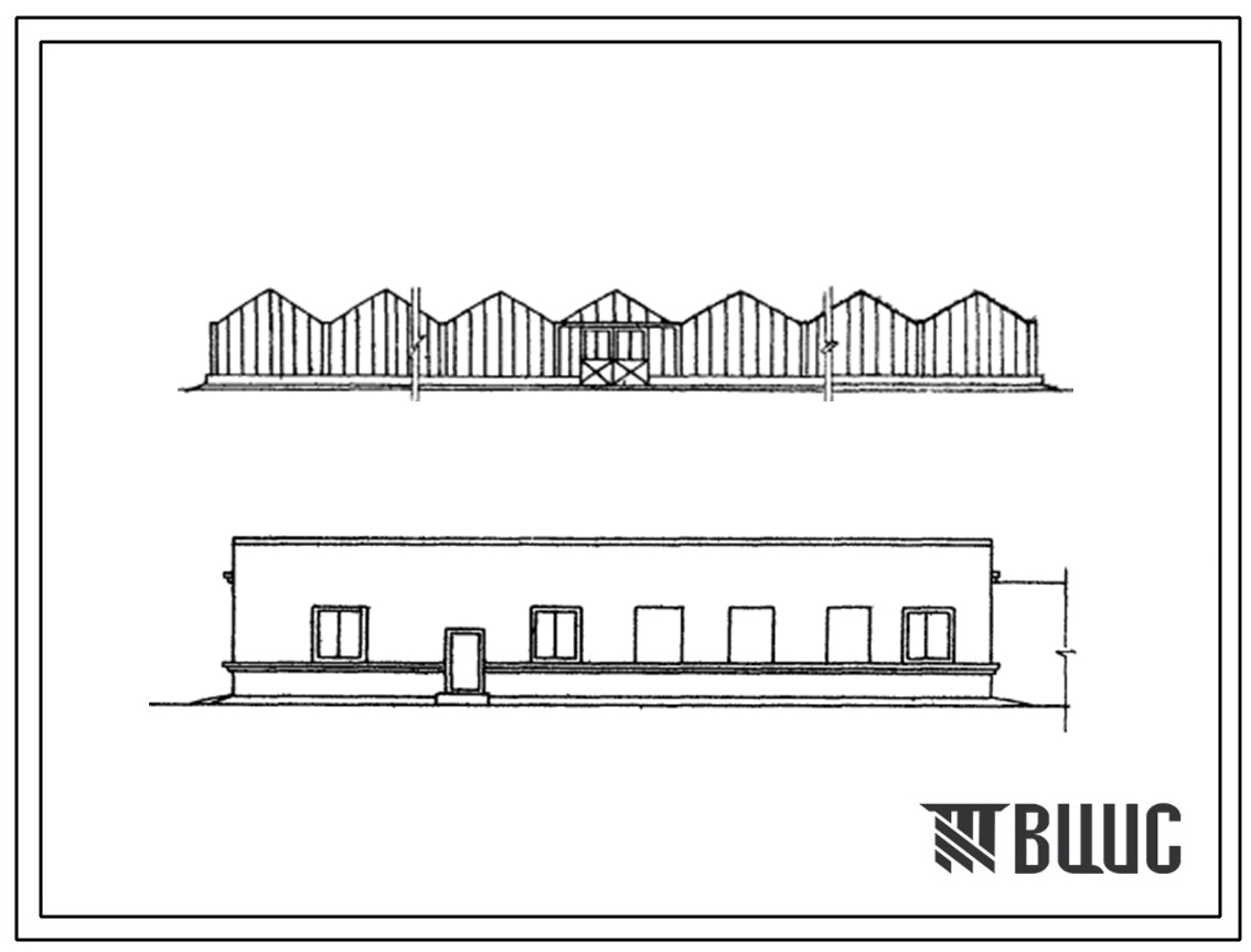 Типовой проект 810-83 Блок зимних почвенных теплиц площадью 6 га с пролетом звена 6,4 м с конструкциями из специальных облегченных профилей для Южных и Центральных районов СССР (шесть одногектарных теплиц под одной кровлей).