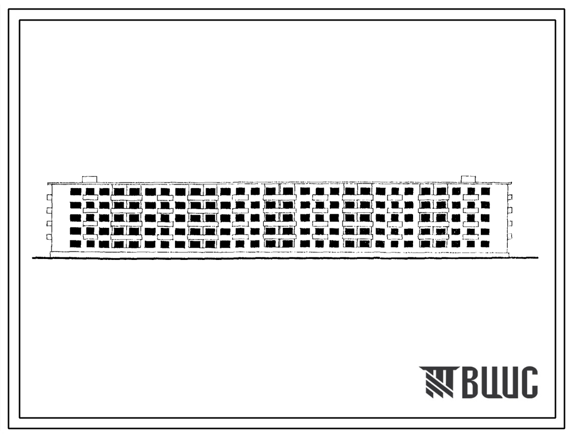 Типовой проект 1-447Ю-5 Пятиэтажный  шестисекционный девяностоквартирный кирпичный дом с поперечными несущими стенами (однокомнатных  20, двухкомнатных  40, трехкомнатных  30).