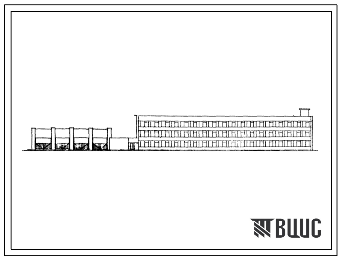 Типовой проект 416-1-93 Административно-бытовой корпус автотранспортного предприятия на 300 грузовых автомобилей с частично закрытой стоянкой