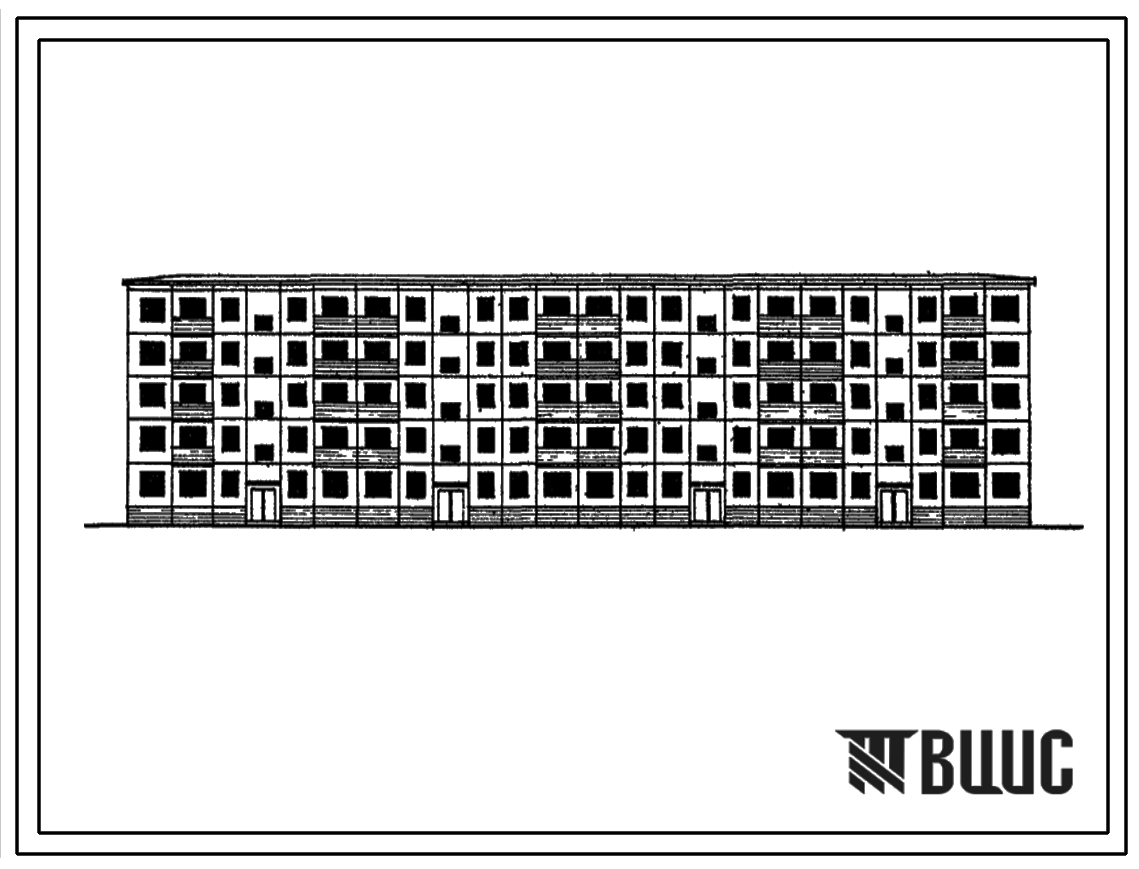 Типовой проект 1-464А-55 Пятиэтажный четырехсекционный крупнопанельный жилой дом на 80 квартир.