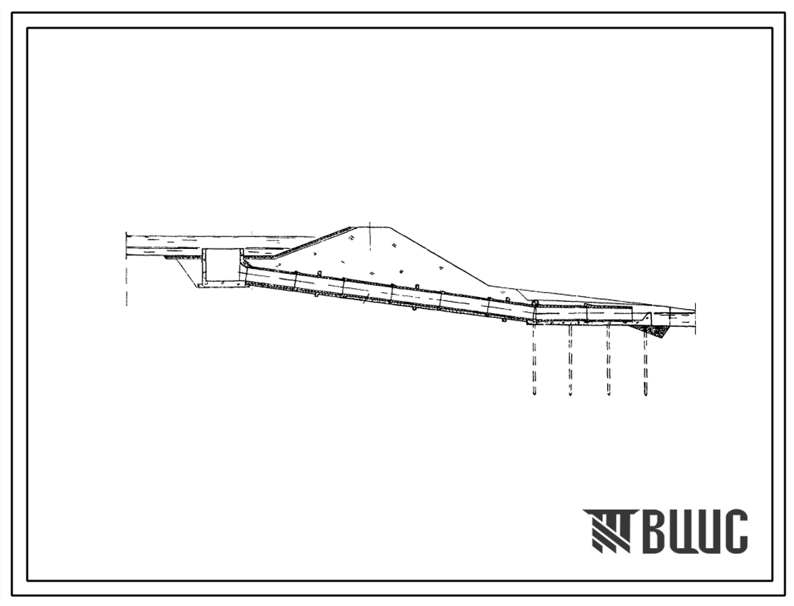 Типовой проект 820-208 Сооружения при земляных плотинах (водосбросы и водовыпуски). Водосбросы трубчатые с ковшовым оголовком на расход воды до 50 м3/с при перепадах от 7 до 15 м