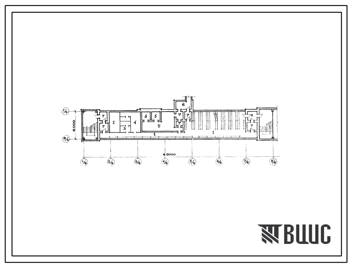 Типовой проект А-3-225(409-2-6) Помещения кабинетов технической учебы и политпросвещения в подвале административно-бытовой пристройки производственного корпуса ,(убежище на 225 человек, размеры убежища 60м на 6м, режимы вентиляции 1,2).