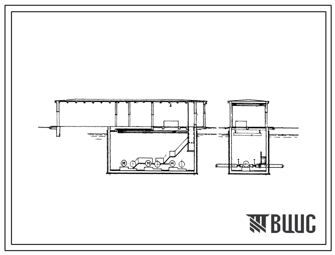 Типовой проект 901-2-15/71 Насосная станция заглубленная производительностью от 300 до 760 л/сек с высоковольтными двигателями