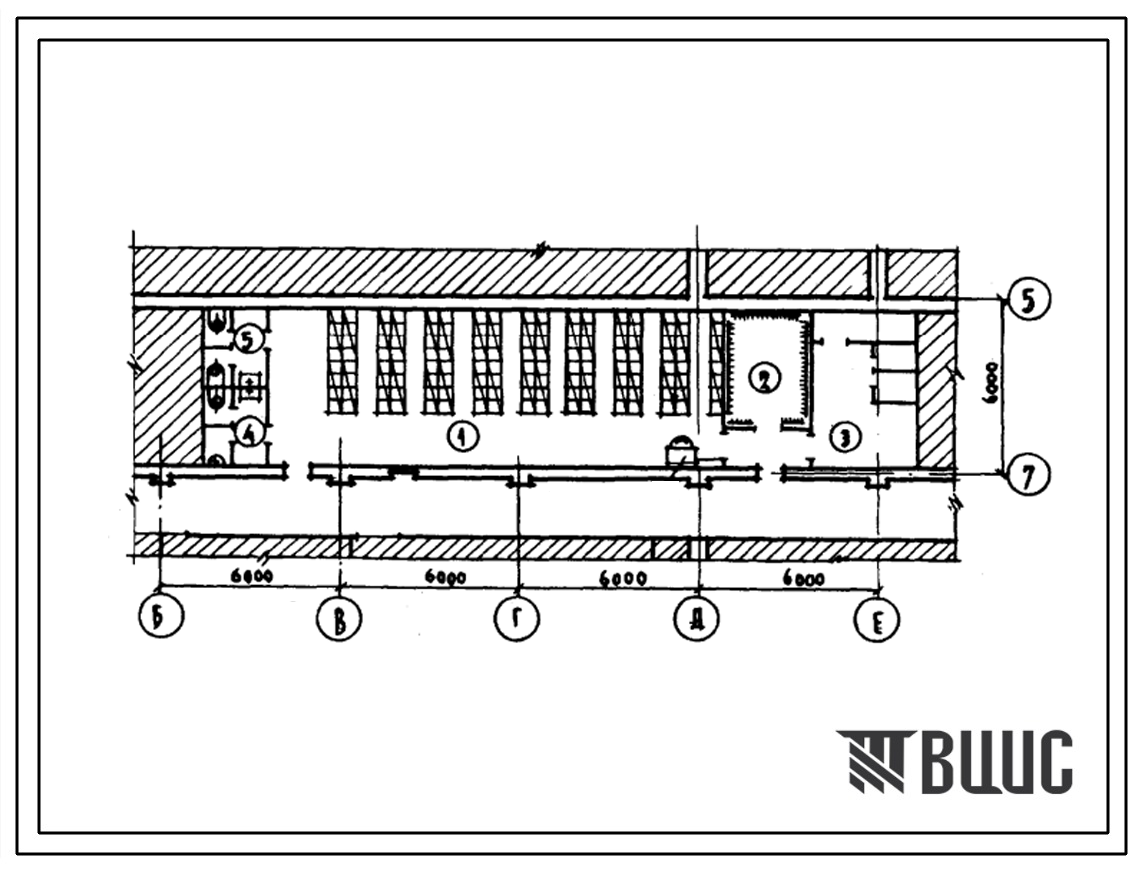 Типовой проект П-2-200(601-074.89) Помещения подвала районного узла связи для районцентров с населением до 20000 человек при населении района до 70000 человек (РУС-3 в кирпиче), (убежище на 200 человек, размеры убежища 30м на 6м, режимы вентиляции 1,2).