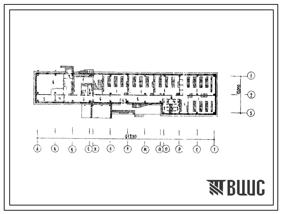 Типовой проект Б-3-500(222-1-364с) Двойное использование помещений 1 этажа средней школы на 12 классов(464 учащихся), (убежище на 500 человек, размеры убежища 61,22м на 12м, режимы вентиляции 1,2).