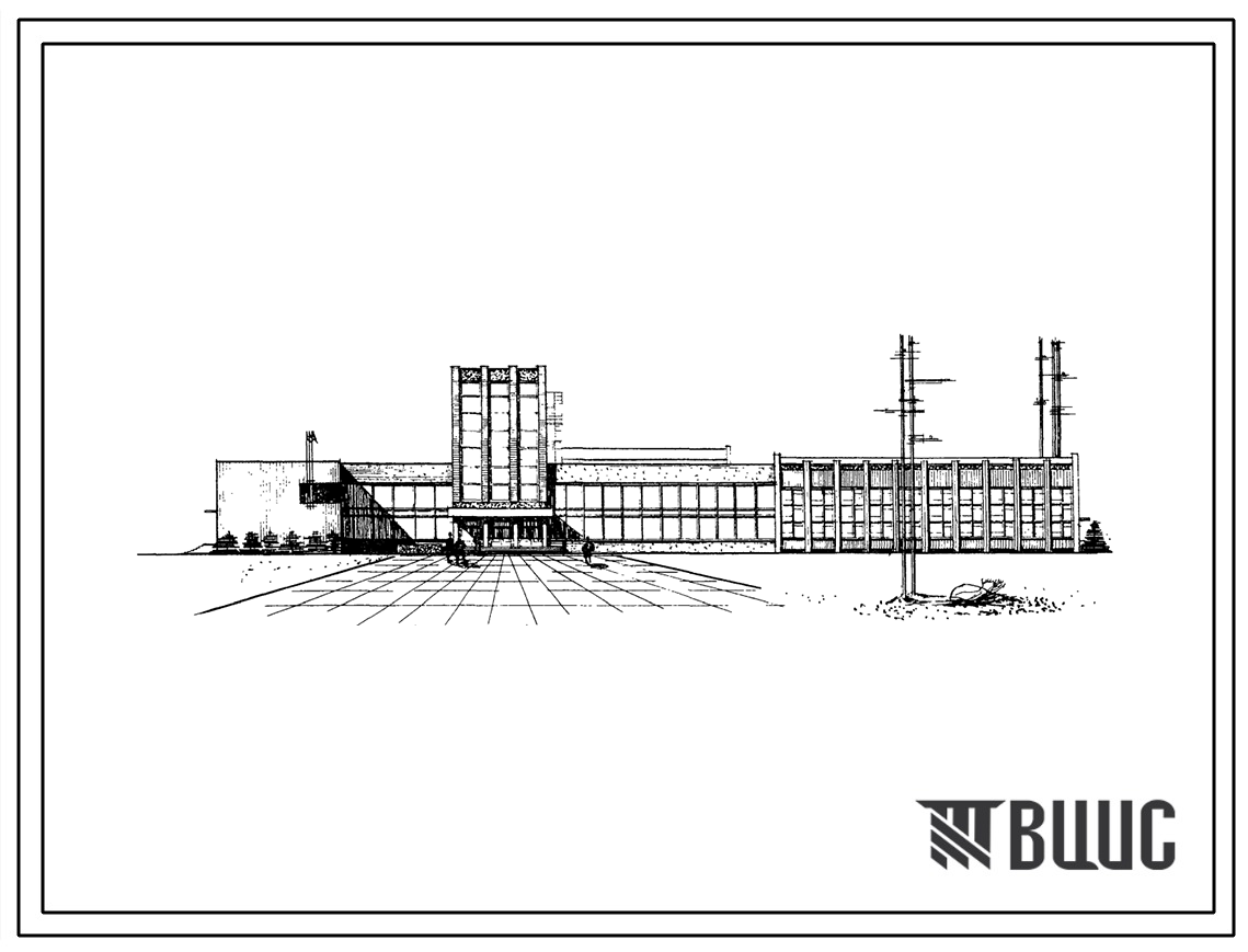 Типовой проект 264-12-45 Дом культуры на 400 мест с административным зданием и спортивным залом, для строительства в Белорусской ССР.