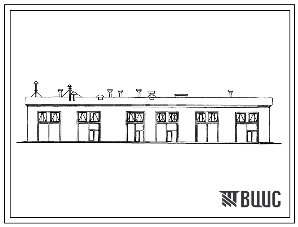 Типовой проект 503-187с Гараж на 25 автомобилей с воздушным обогревом двигателей автомобилей на открытой стоянке. Для строительства в районах сейсмичностью 7, 8, 9 баллов