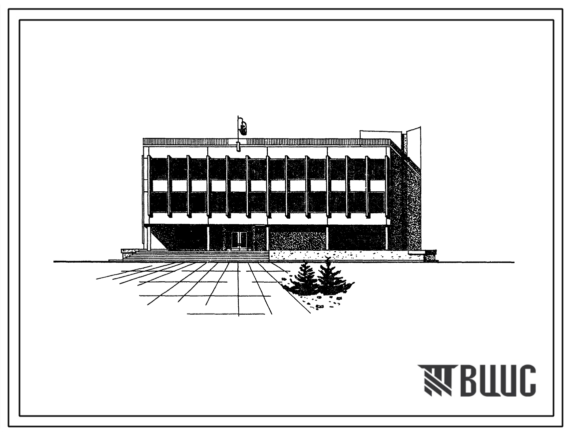 Типовой проект 262-21-27 Административное здание для поселков на 3500 жителей. Для строительства в Белорусской ССР.