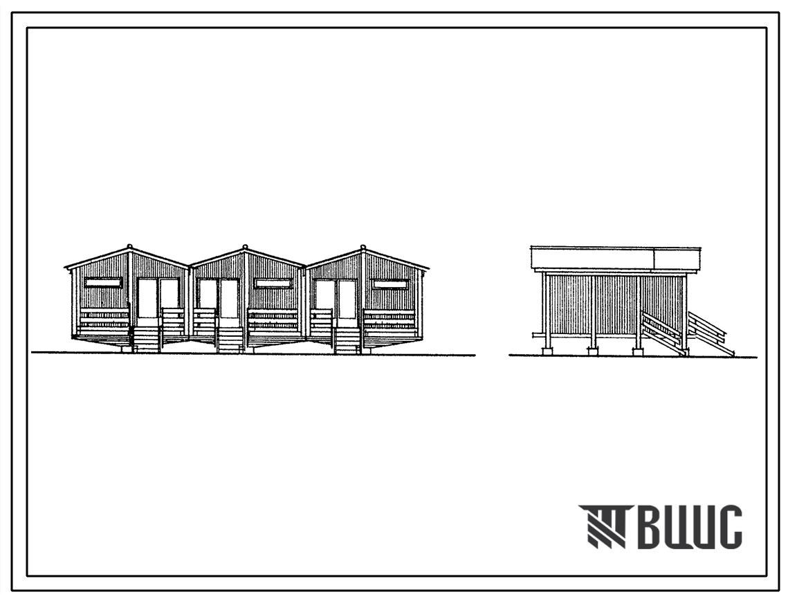 Типовой проект 246-9-22 Летний 3-х комнатный домик для учреждений отдыха на 6 человек