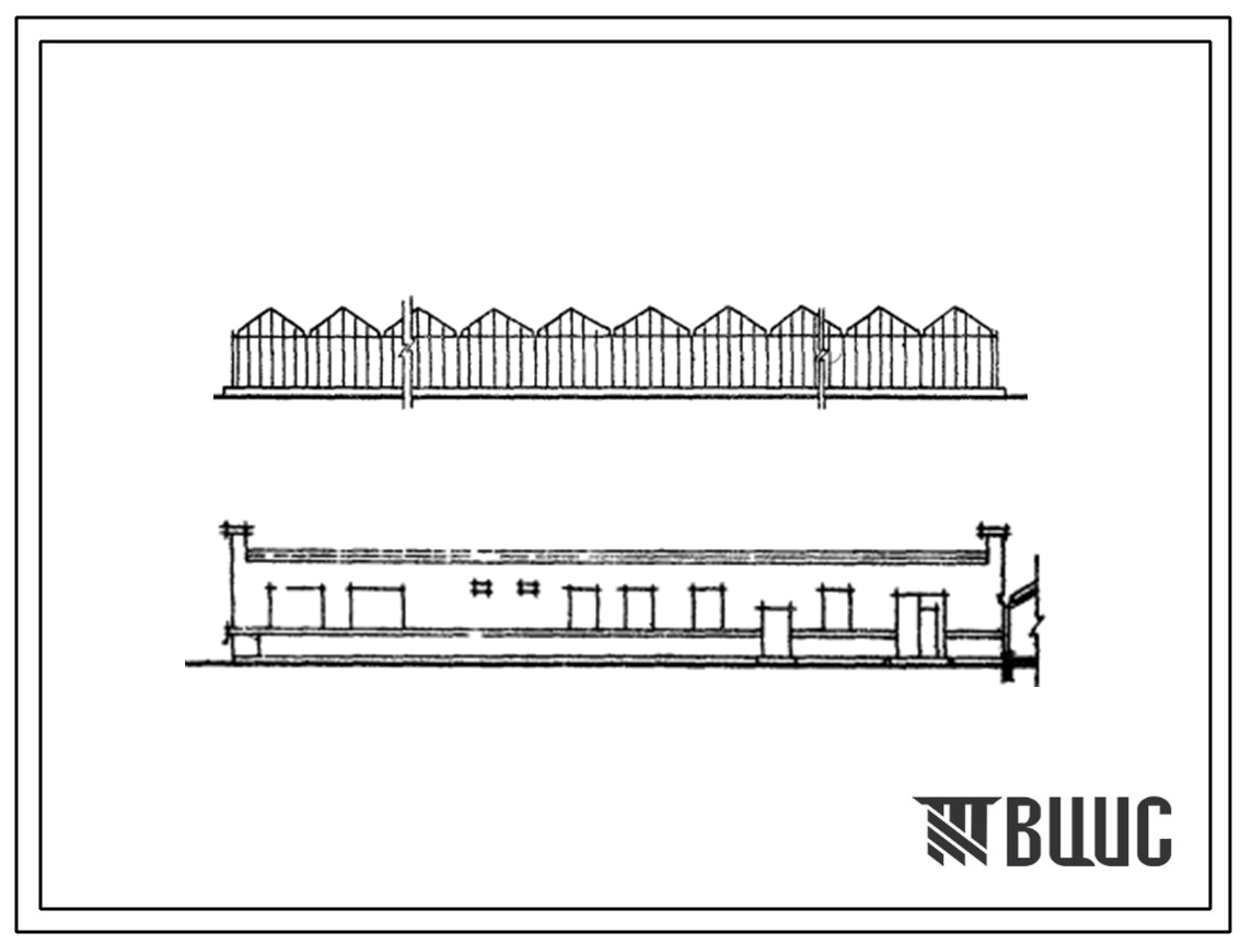 Типовой проект 810-69 Блок зимних почвенных теплиц площадью 6 га с пролетом звена 3,2 м (для Центральных СССР)