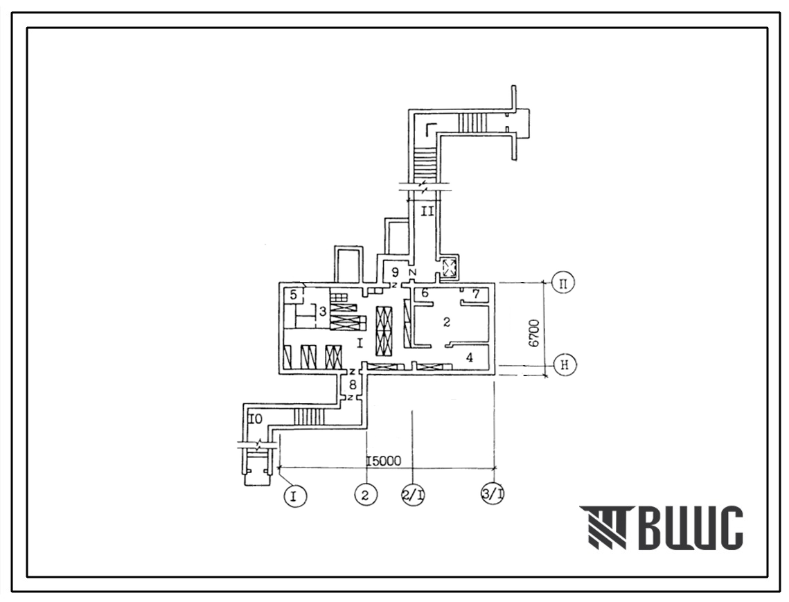 Типовой проект А-3-100(701-3-27.88) Складские помещения в подвале склада продовольственных и непродовольственных товаров складской площадью 2500м2, (убежище на 100 человек, размеры убежища 15м на 6,7м, режимы вентиляции 1,2).