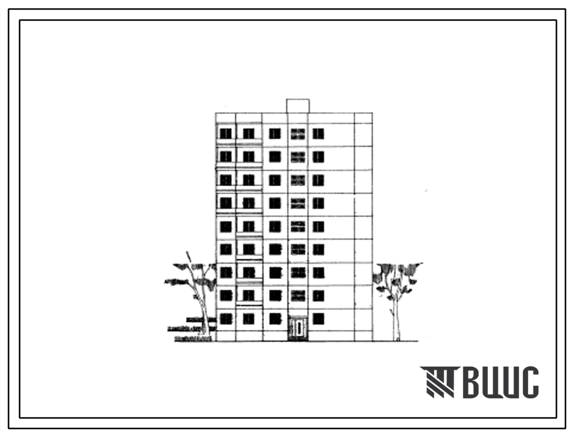 Типовой проект 1-464АС-080 Девятиэтажная торцевая блок-секция правая на 27 квартир (однокомнатных 1Б-18, пятикомнатных 5Б-9). Для строительства в 4 климатическом районе Грузинской ССР сейсмичностью 7 баллов