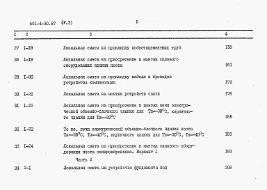 Состав фльбома. Типовой проект 501-4-30.87Альбом 4 Сметы. Часть 1