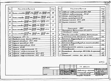 Состав фльбома. Типовой проект 805-2-15Альбом 5 - Изделия заводского изготовления и узлы.      