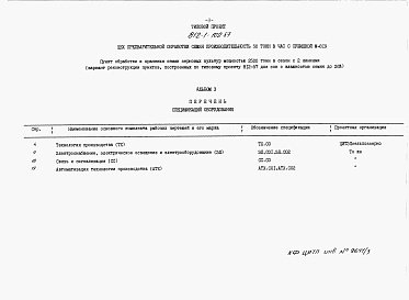 Состав фльбома. Типовой проект 812-1-102.87Альбом 3 Спецификации оборудования