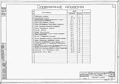 Состав фльбома. Типовой проект 7-02-293Альбом 1 Строительная часть