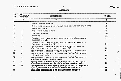 Состав фльбома. Типовой проект 407-3-515.88Альбом 4  Сметы.    