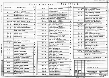 Состав фльбома. Типовой проект 407-1-89.85Альбом 1 Общая пояснительная записка. Тепломеханическая часть.Электротехническая часть. Архитектурно-строительные решения.Отопление и вентиляция.Водопровод и канализация.Спецификации оборудования