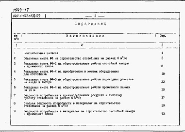 Состав фльбома. Типовой проект 820-1-073c.87Альбом 17  Сметы, ВМ для отстойника на расход 6 м3/с    