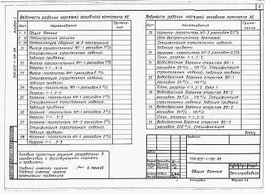 Состав фльбома. Типовой проект 820-1-081.88Альбом 1  Пояснительная записка, архитектурно-строительные чертежи    