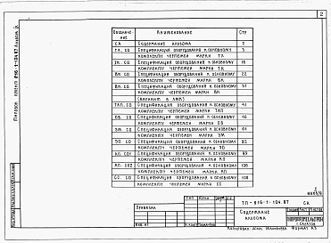 Состав фльбома. Типовой проект 816-1-104.87Альбом 9 Спецификации оборудования (вариант программы -1)