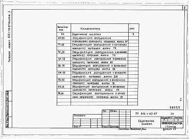 Состав фльбома. Типовой проект 816-1-110.87Альбом 5 Спецификации оборудования