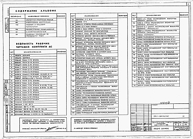 Состав фльбома. Типовой проект 222-1-580.1пв.13.87Альбом 2 Архитектурно-строительные решения и технологические чертежи