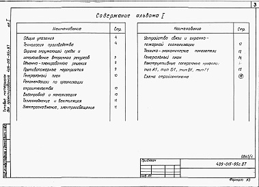 Состав фльбома. Типовой проект 409-015-95с.87Альбом 1  Пояснительная записка  