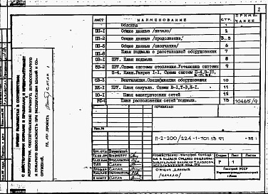 Состав фльбома. Типовой проект 224-1-701.13.91Альбом 8 Проектная документация на перевод хозяйственно-бытовых помещений в подвале для использования под ПРУ.     