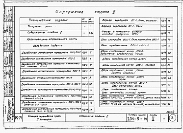 Состав фльбома. Типовой проект 254-5-14Альбом 2 Изделия заводского изготовления. Детали по архитектурно-строительной и санитарно-технической частям