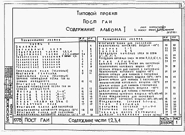 Состав фльбома. Типовой проект 264-29-1Альбом 1 Архитектурно-строительные чертежи. Технологическое оборудование. Отопление и вентиляция. Электрооборудование и слаботочные устройства.     