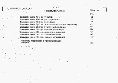 Состав фльбома. Типовой проект 416-5-46.90Альбом 5 Сметы  Часть 2