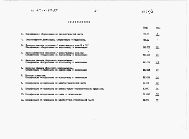 Состав фльбома. Типовой проект 413-1-49.87Альбом 5 Спецификации оборудования.     