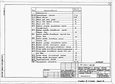 Состав фльбома. Типовой проект 413-1-68.88Альбом 1 Донный водоспуск с камерой облова. Напор 2,0 м. Расход 0,98 м3/с. Пояснительная записка. Строительные чертежи. Ведомости объемов работ. Ведомости потребности в материалах. Спецификации оборудования     