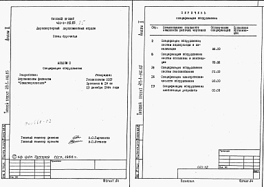 Состав фльбома. Типовой проект 411-1-116.85Альбом 2   Спецификации оборудования.      