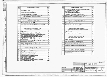 Состав фльбома. Типовой проект А-II,III,IV-12-437.89Альбом 1 Пояснительная записка. Архитектурные решения. Конструкции железобетонные. Отопление и вентиляция. Внутренние водопровод и канализация. Технологические решения. Установка радиостанции     