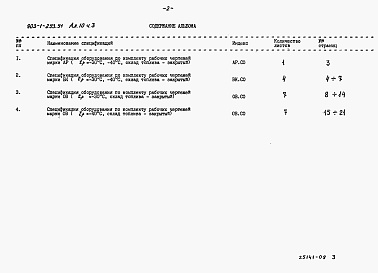 Состав фльбома. Типовой проект 903-1-293.91Альбом 10 Спецификация оборудования. Часть 1. t=-30, -40, склад топлива - открытый, закрытый          Часть 2. t=-30, -40, склад топлива - открытый          Часть 3. t=-30, -40, склад топлива - закрытый          