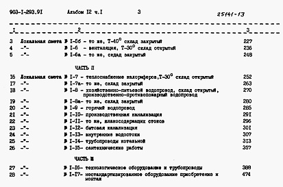 Состав фльбома. Типовой проект 903-1-293.91Альбом 12 Части 1, 2, 3 Сметы       