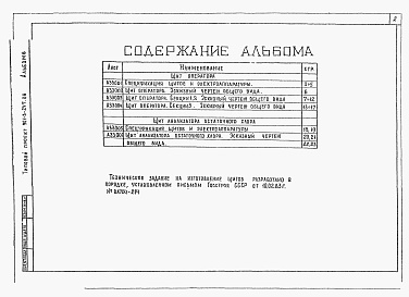 Состав фльбома. Типовой проект 901-3-247.88Альбом 6 Задание заводу-изготовителю. Эскизные чертежи общих видов     