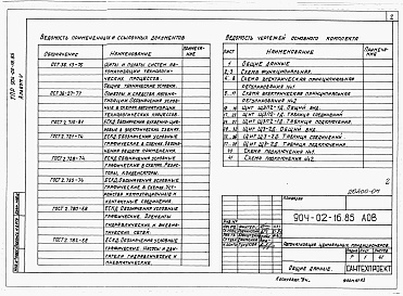 Состав фльбома. Типовой проект 904-02-16.85Альбом 5 Кондиционер прямоточный с двумя секциями воздухонагревателя первого подогрева и тремя доводчиками.      Электрическая система регулирования      /КТЦ2-10...КТЦ2-250/      