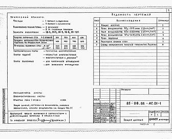 Состав фльбома. Типовой проект 85-08.86Альбом 01-1 Архитектурно-строительные решения ниже отметки 0.00.Ленточные фундаменты