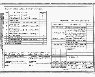 Состав фльбома. Типовой проект 85-08.86Альбом 1-2 Внутренний водопровод и канализация, газопровод ниже и выше отметки 0.00 