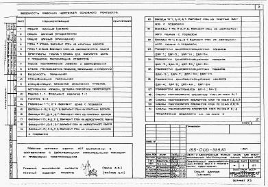 Состав фльбома. Типовой проект 185-000-339.85Альбом 1 Архитетктурно-строительные, санитарно-технические и электротехнические чертежи выше отм.0.000