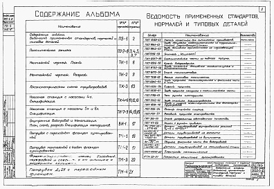 Состав фльбома. Типовой проект 902-1-8Альбом 6 Технологическая и механическая части. Внутренние водопровод и канализация