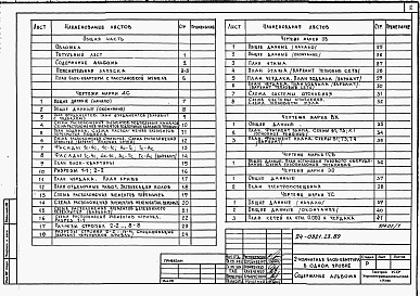 Состав фльбома. Типовой проект 24-0321.23.89Альбом 1 Архитектурно-строительные, санитарно-технические и электрические чертежи