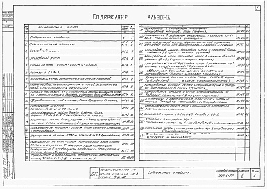 Состав фльбома. Типовой проект 902-1-22Альбом 2 Архитектурно-строительная часть (глубина заложения подводящего коллектора 4 м)