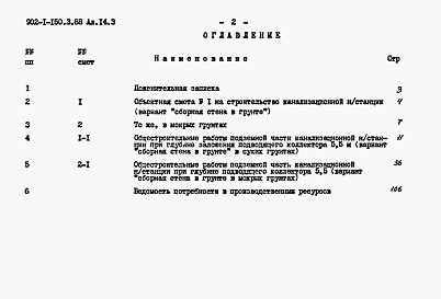 Состав фльбома. Типовой проект 902-1-150.3.88Альбом 14 Сметы. Подземная часть