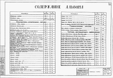 Состав фльбома. Типовой проект 902-2-72Альбом 1 Пояснительная записка и чертежи