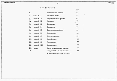 Состав фльбома. Типовой проект 188-24-198.86Альбом 3 Сметы