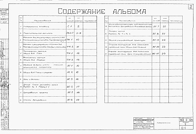 Состав фльбома. Типовой проект 902-2-125Альбом 1 Технологическая, строительная, и электротехническая части